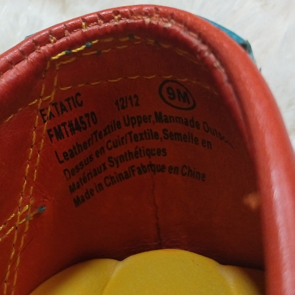 Cougar Shoes Extatic Leather Mesh Slip On Flat Yellow Orange Blue Size 9M - Picture 8 of 10